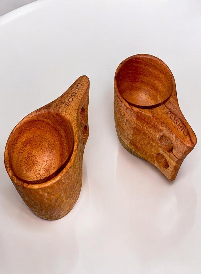 POSHIO® POSHIO Neem Wood Cups Set for Daily Use and Decor | Handcrafted in Single Wood Block | Wooden Mugs with No Harmful Polish | Natural Germ Fighting Neem Wood Drinkware (Set of 2) - Image 5